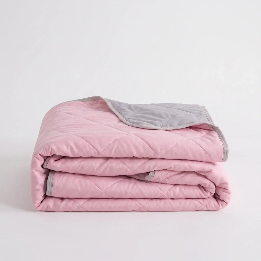Lightweight Quilted Summer Throw Blanket with Silky Cooling Feel | Silky Quilted Cooling for Hot Sleepers | Cooling Blankets