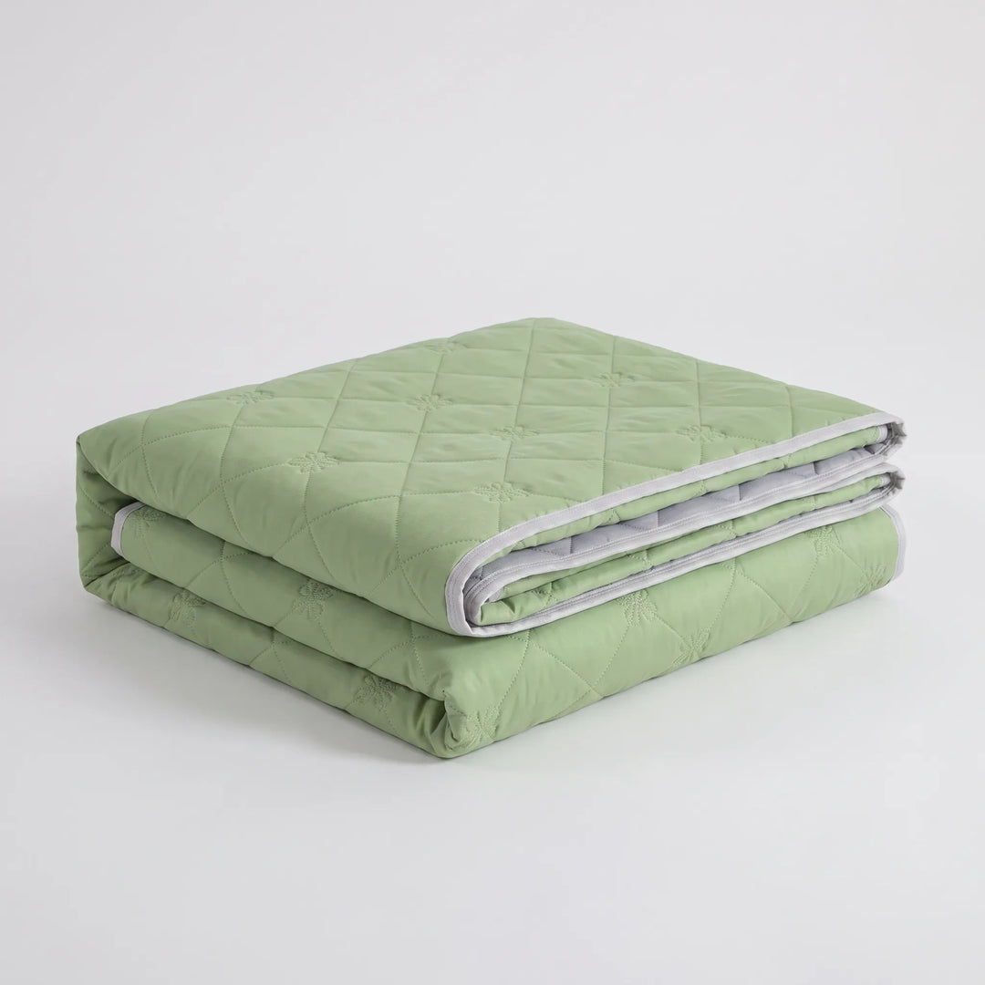 Lightweight Quilted Summer Throw Blanket with Silky Cooling Feel | Silky Quilted Cooling for Hot Sleepers | Cooling Blankets