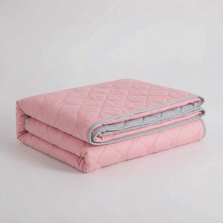 Lightweight Quilted Summer Throw Blanket with Silky Cooling Feel | Silky Quilted Cooling for Hot Sleepers | Cooling Blankets