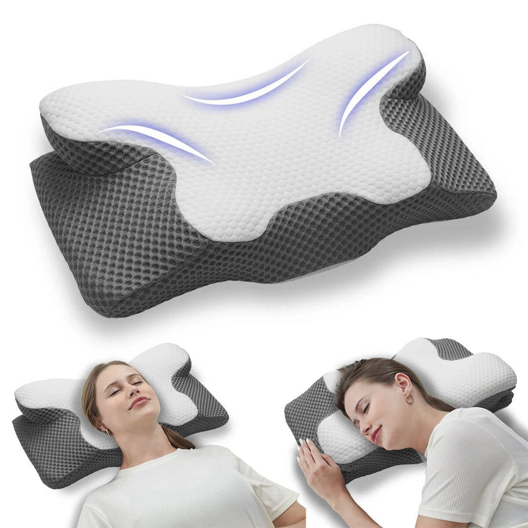 Cooling Cervical Pillow with Dual-Height Memory Foam Design | Cool, Adjustable Neck Support | Bed Pillows