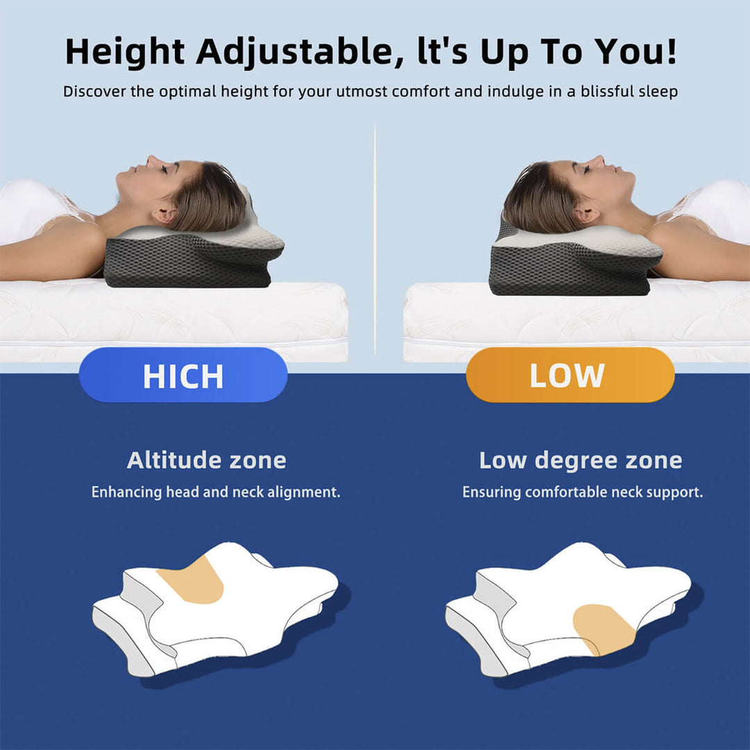 Cooling Cervical Pillow with Dual-Height Memory Foam Design | Cool, Adjustable Neck Support | Bed Pillows