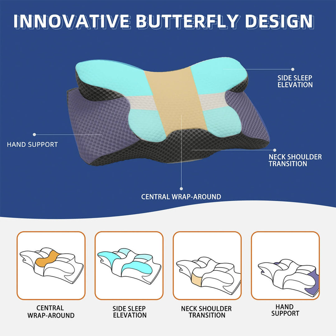 Cooling Cervical Pillow with Dual-Height Memory Foam Design | Cool, Adjustable Neck Support | Bed Pillows