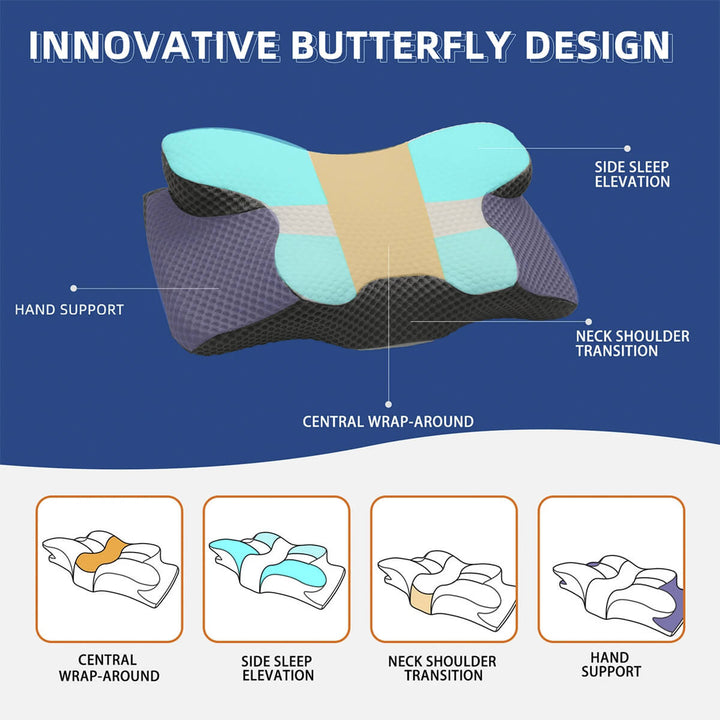 Cooling Cervical Pillow with Dual-Height Memory Foam Design | Cool, Adjustable Neck Support | Bed Pillows