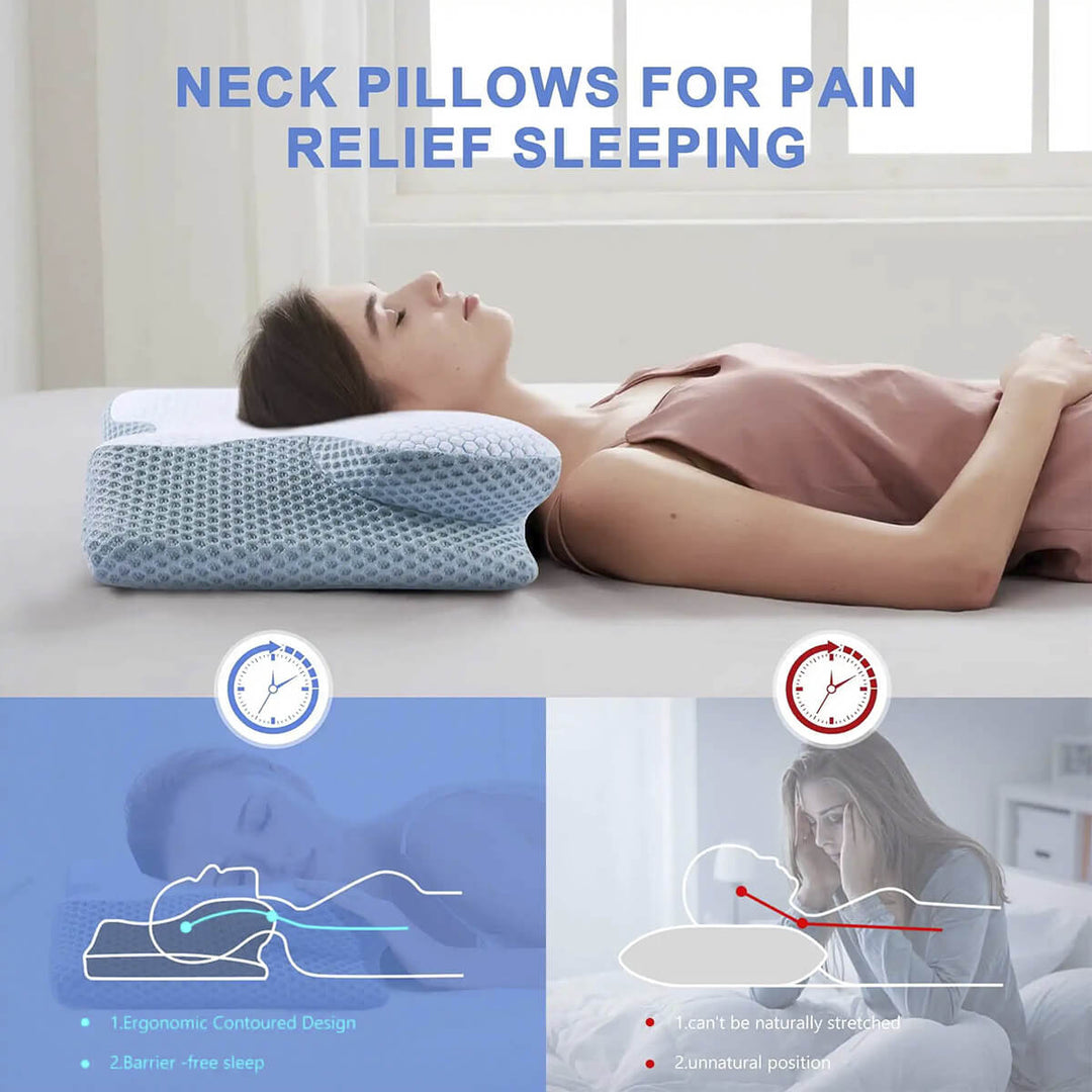 Cooling Cervical Pillow with Dual-Height Memory Foam Design | Cool, Adjustable Neck Support | Bed Pillows