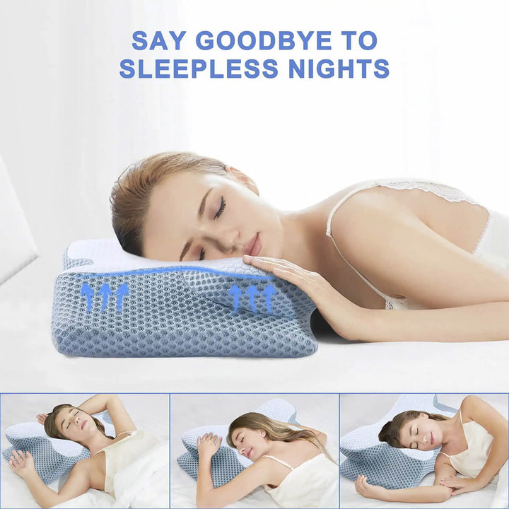 Cooling Cervical Pillow with Dual-Height Memory Foam Design | Cool, Adjustable Neck Support | Bed Pillows