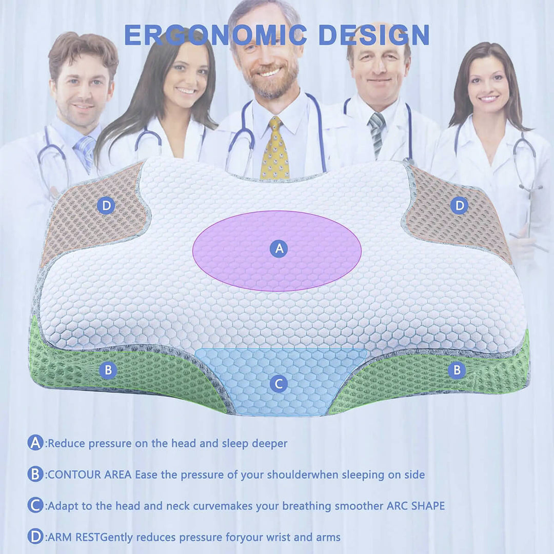 Cooling Cervical Pillow with Dual-Height Memory Foam Design | Cool, Adjustable Neck Support | Bed Pillows