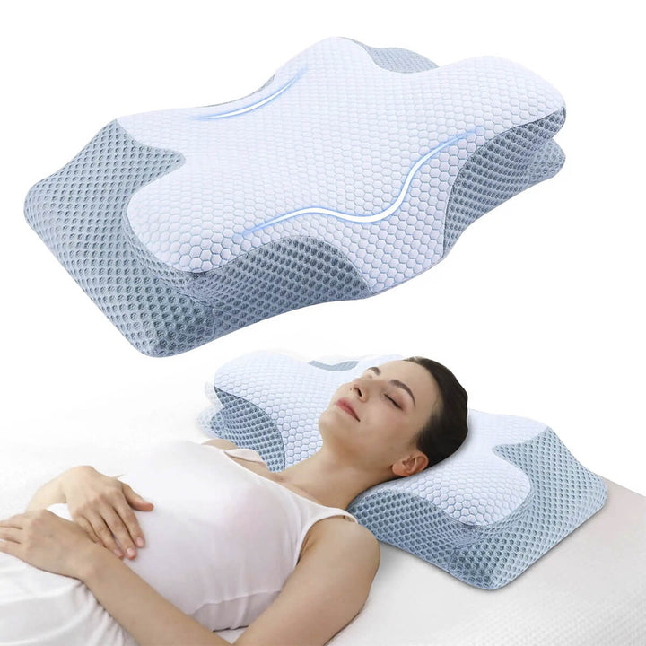 Cooling Cervical Pillow with Dual-Height Memory Foam Design | Cool, Adjustable Neck Support | Bed Pillows