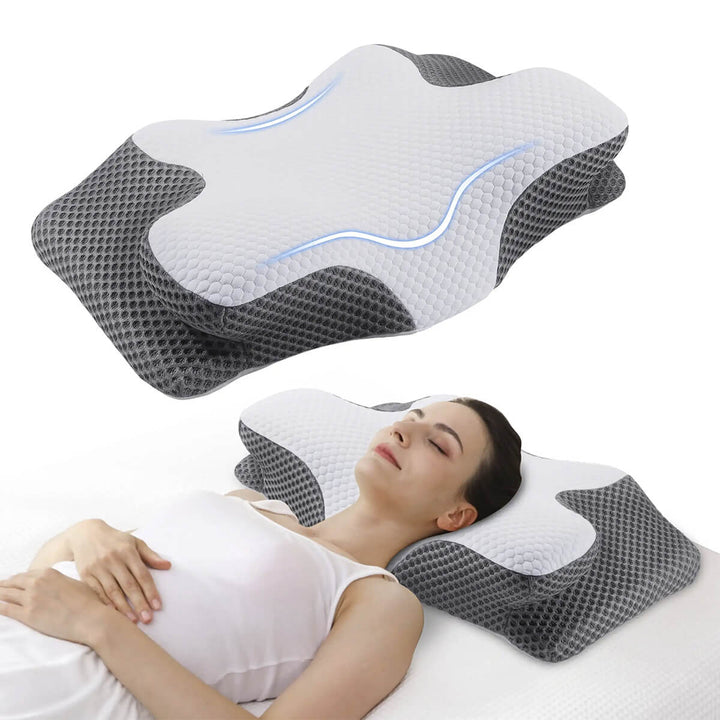 Cooling Cervical Pillow with Dual-Height Memory Foam Design | Cool, Adjustable Neck Support | Bed Pillows