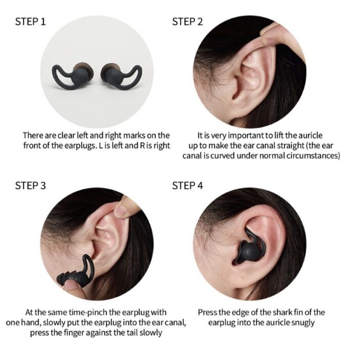Soft Silicone Sleep Earplugs, Waterproof, Reusable, in White, Black or Red | Soft Silicone Earplugs for Sleep | Earplugs