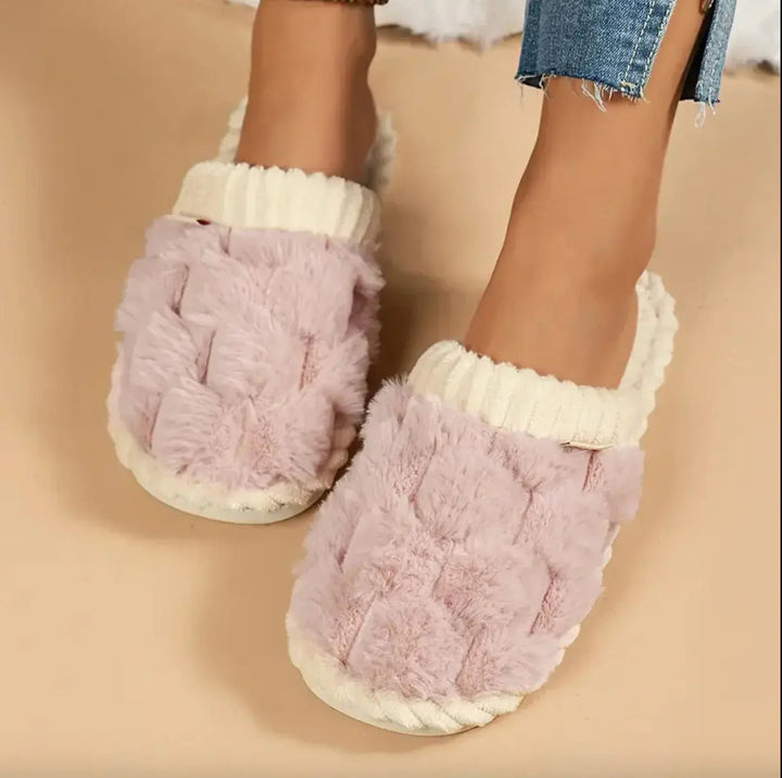 Cotton Plush Indoor Slippers with Anti-Slip Sole in Sizes 36 to 45 | Warm Plush-Lined Home Slippers | Slippers