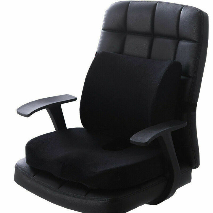 Memory Foam Seat and Back Cushion Set with Cooling Gel Layer and Mesh Cover | Cooler Seating for Long Hours | Seat Cushions