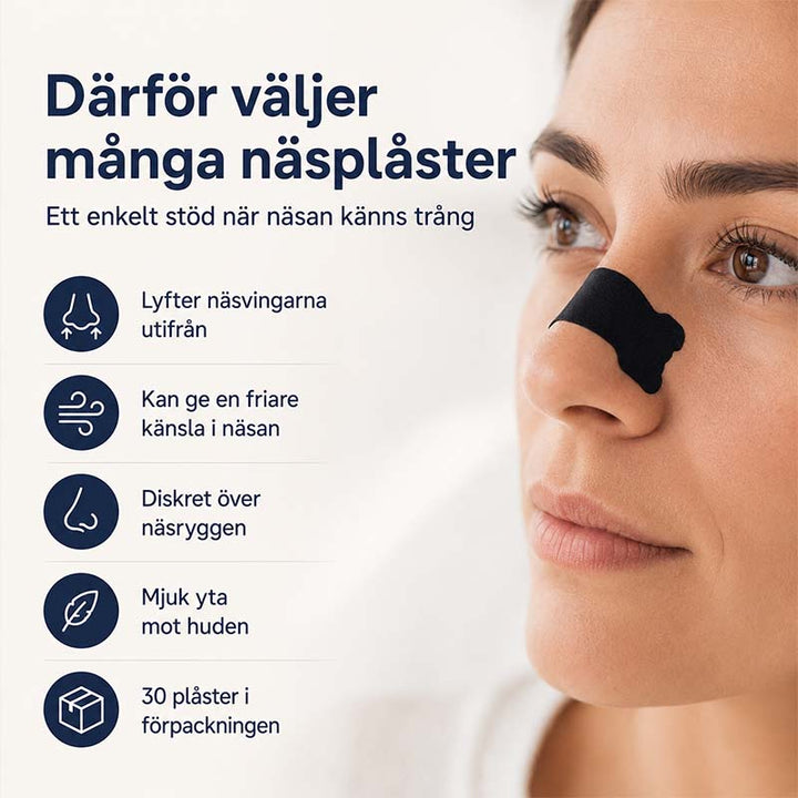 Elastic Nasal Strips for Snoring Comfort and Stuffy Nights, 30 Count | Soft Strips for Easy Nose Breathing | Nasal Strips