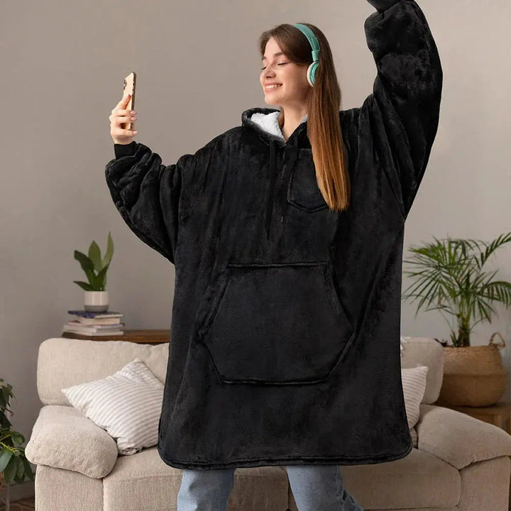 Double Fleece Hooded Pullover with Front Pocket for Winter Lounging | Cosy Warmth for Chilly Days | Loungewear