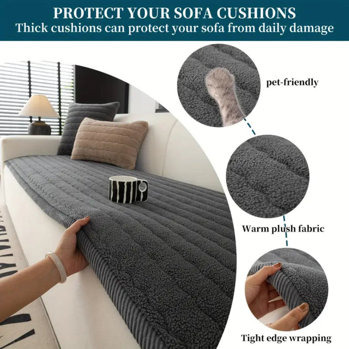 Thick Plush Non Slip Sofa Cover, Scratch Resistant and Pet Friendly | Thick Velvety Pile for Cosy Seats | Sofa Covers