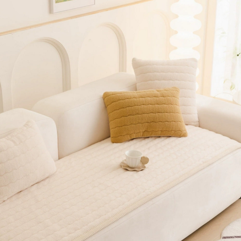 Thick Plush Non Slip Sofa Cover, Scratch Resistant and Pet Friendly | Thick Velvety Pile for Cosy Seats | Sofa Covers