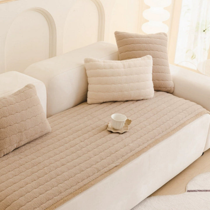 Thick Plush Non Slip Sofa Cover, Scratch Resistant and Pet Friendly | Thick Velvety Pile for Cosy Seats | Sofa Covers