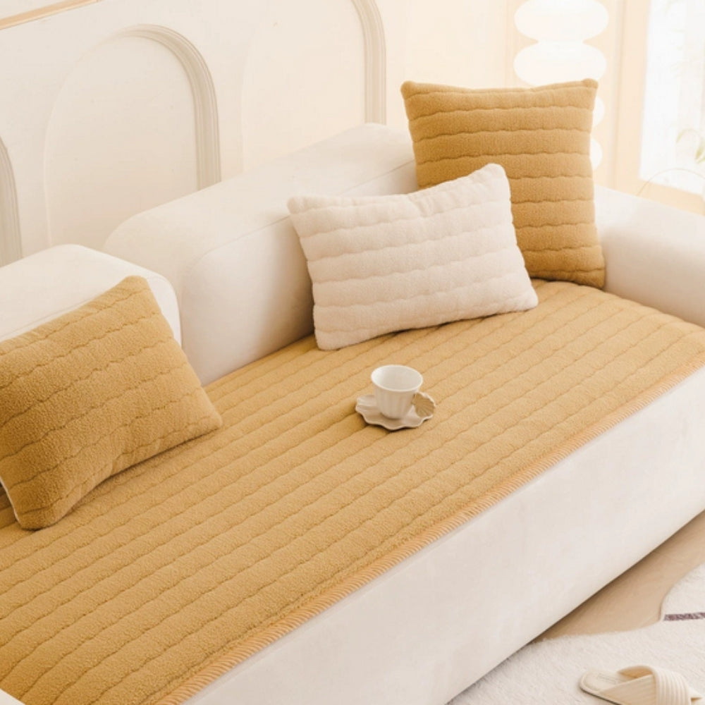 Thick Plush Non Slip Sofa Cover, Scratch Resistant and Pet Friendly | Thick Velvety Pile for Cosy Seats | Sofa Covers