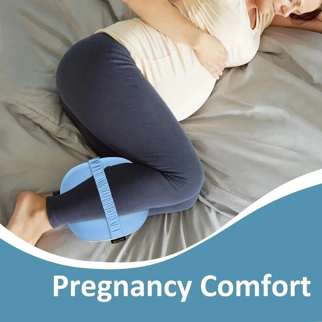 Slow-Rebound Memory Foam Knee Pillow with Cooling Ice-Silk Cover and Strap | Between-the-Knees Side Sleeper Pillow | Knee Pillows