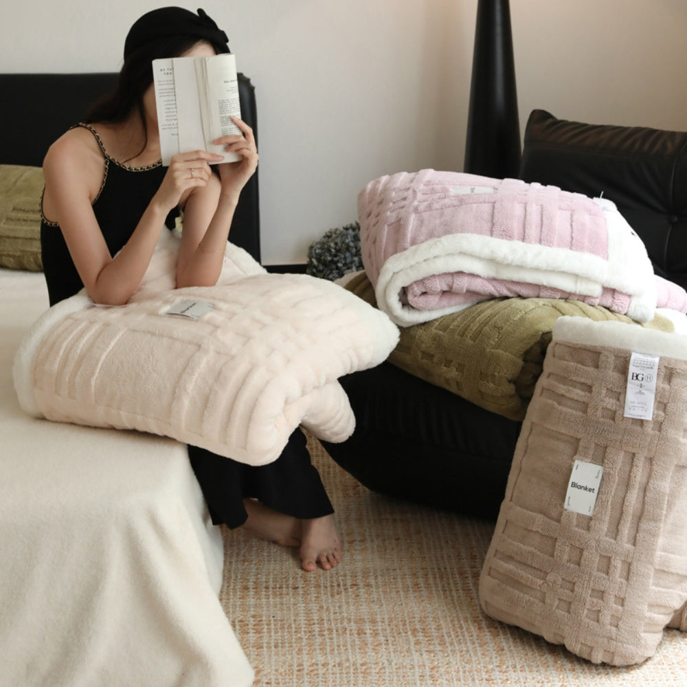 Fluffy Jacquard Winter Blanket with Three-Dimensional Texture | Textured Jacquard Evening Warmth | Throw Blankets