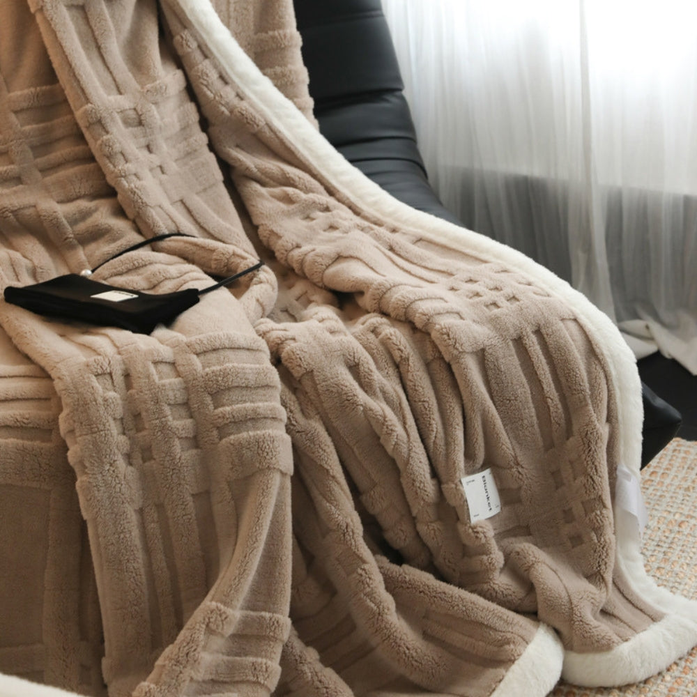 Fluffy Jacquard Winter Blanket with Three-Dimensional Texture | Textured Jacquard Evening Warmth | Throw Blankets