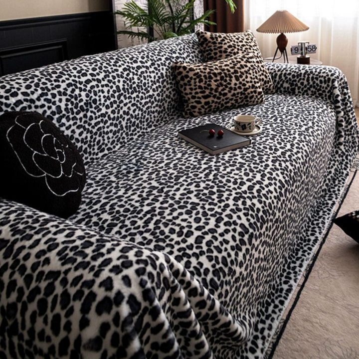 Cozy Plush Leopard Print Sofa Cover in Thick Microfiber | Leopard Print Plush for the Sofa | Sofa Covers