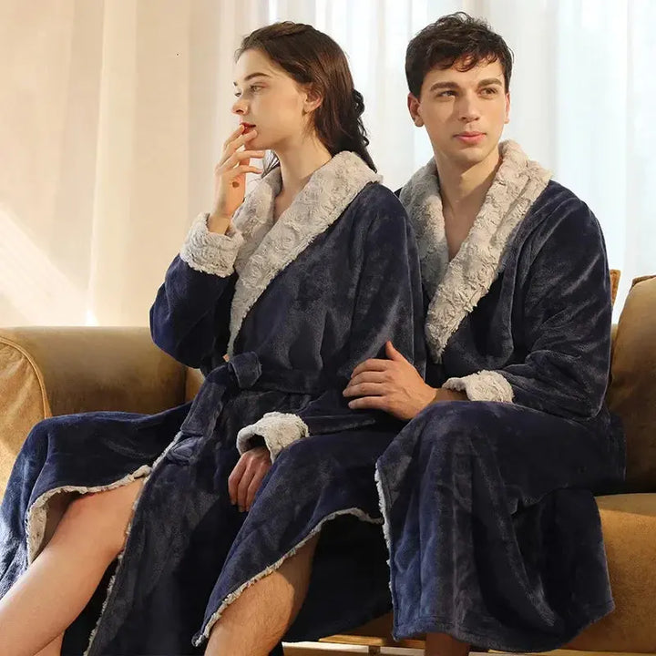 Plush Coral Fleece Bathrobe for Women and Men with Pockets | Velvety Warmth After Showers | Robes