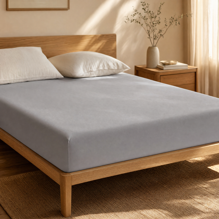 Deep Pocket Cotton Fitted Sheet with Non-Slip Corner Bands in Twin to King | Stays Drum-Tight on Deep Mattresses | Bedding Sets