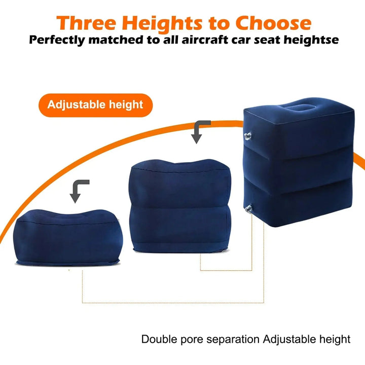 Inflatable Travel Foot Rest Pillow with Three Air Layers | Raise Your Feet on Long Trips | Travel Pillows