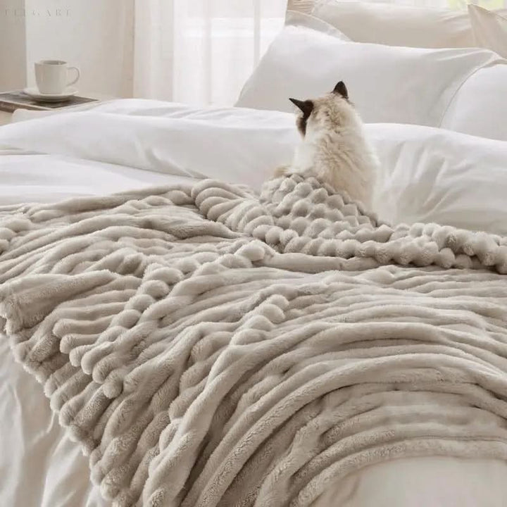 Soft Plush Textured Pattern Blanket for Bed and Sofa in Six Colours | Plush Textured Everyday Blanket | Throw Blankets