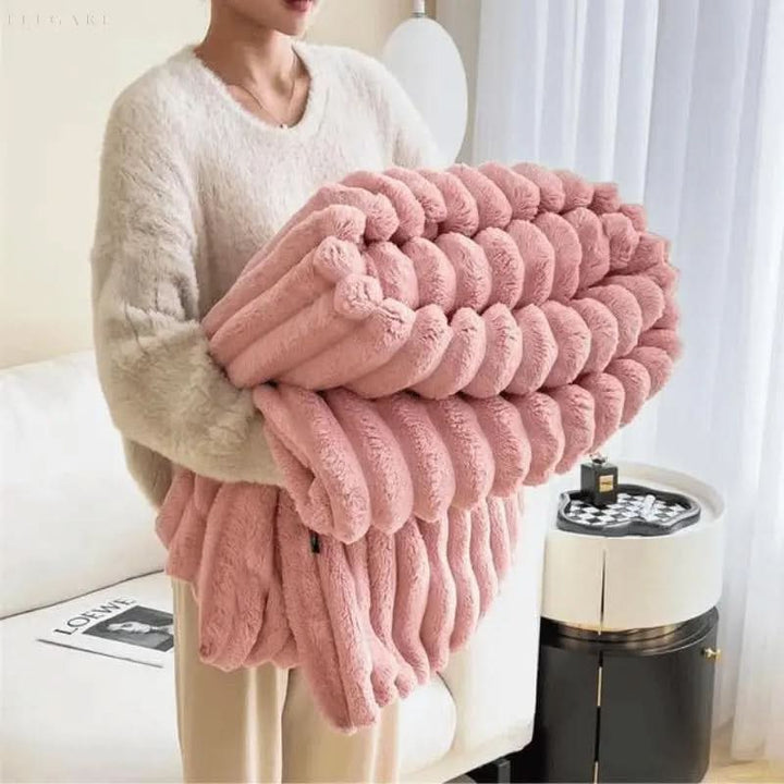 Textured Plush Blanket for Bed and Sofa in Six Colours | Textured Plush Comfort Every Day | Throw Blankets