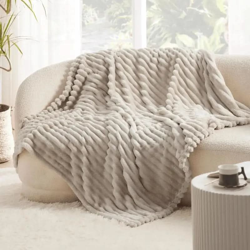 Soft Plush Textured Pattern Blanket for Bed and Sofa in Six Colours | Plush Textured Everyday Blanket | Throw Blankets
