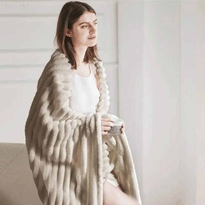 Textured Plush Blanket for Bed and Sofa in Six Colours | Textured Plush Comfort Every Day | Throw Blankets