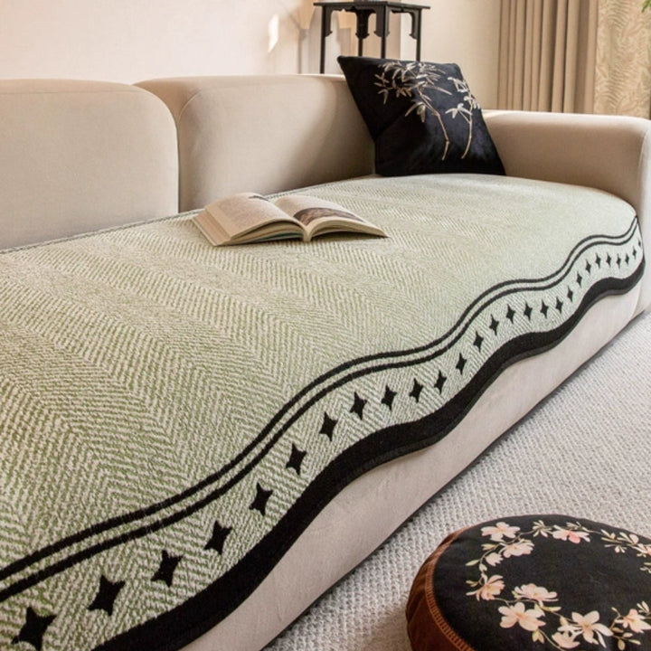 Modern Wave Edge Anti Slip Sofa Cover in Twelve Sizes | Wave Edge Cover with Anti Slip Back | Sofa Covers