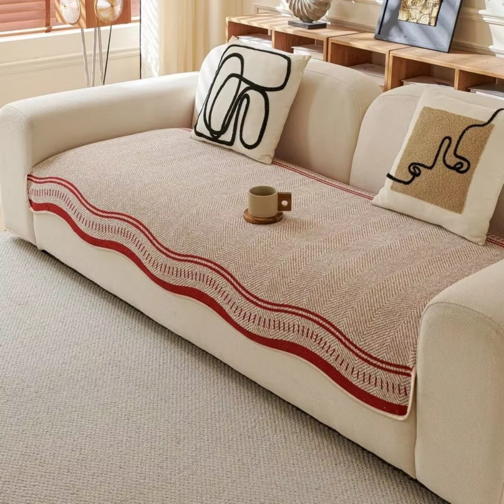 Modern Wave Edge Anti Slip Sofa Cover in Twelve Sizes | Wave Edge Cover with Anti Slip Back | Sofa Covers