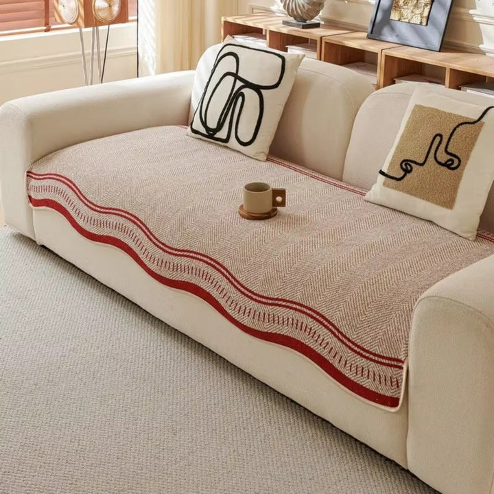 Modern Wave Edge Anti Slip Sofa Cover in Twelve Sizes | Wave Edge Cover with Anti Slip Back | Sofa Covers