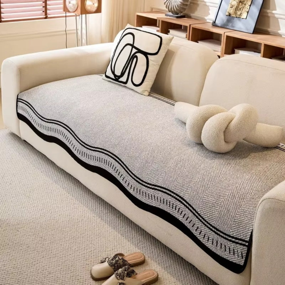 Modern Wave Edge Anti Slip Sofa Cover in Twelve Sizes | Wave Edge Cover with Anti Slip Back | Sofa Covers