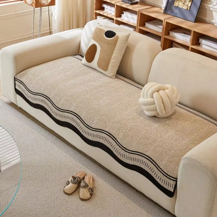 Modern Wave Edge Anti Slip Sofa Cover in Twelve Sizes | Wave Edge Cover with Anti Slip Back | Sofa Covers