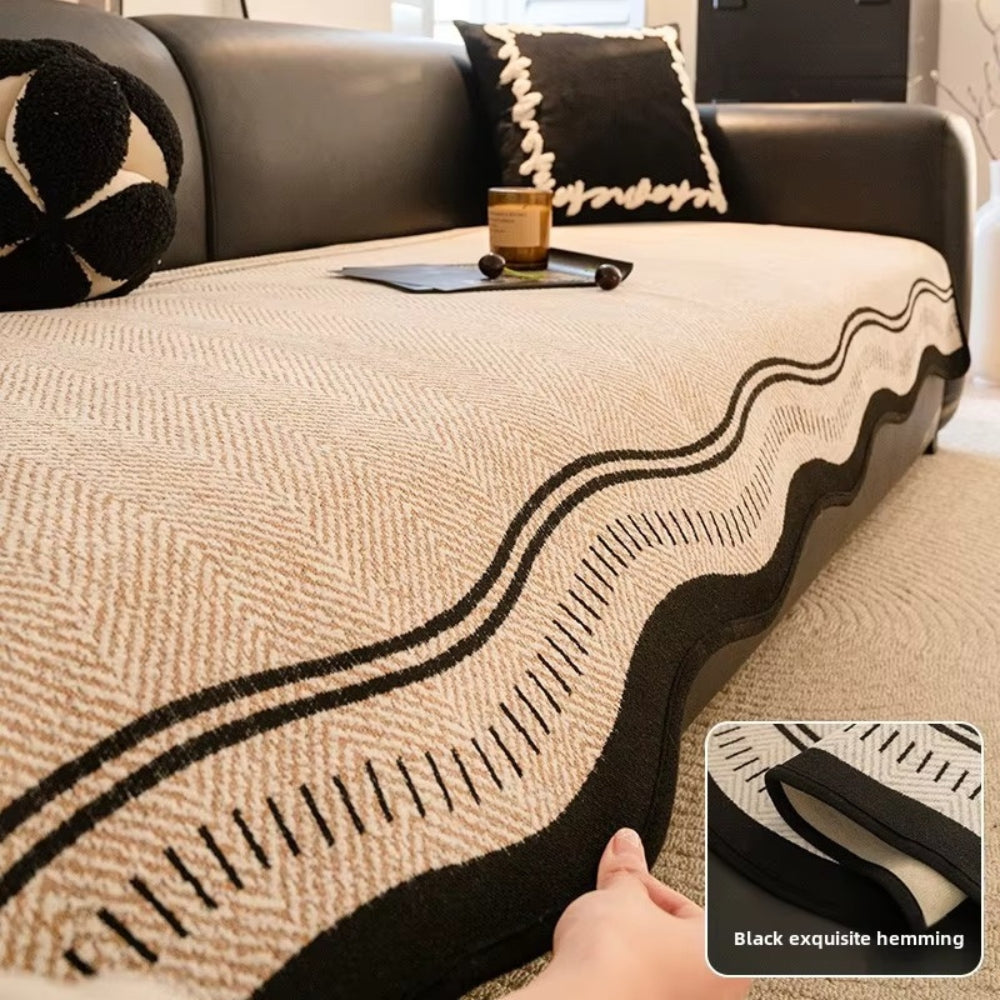 Modern Wave Edge Anti Slip Sofa Cover in Twelve Sizes | Wave Edge Cover with Anti Slip Back | Sofa Covers