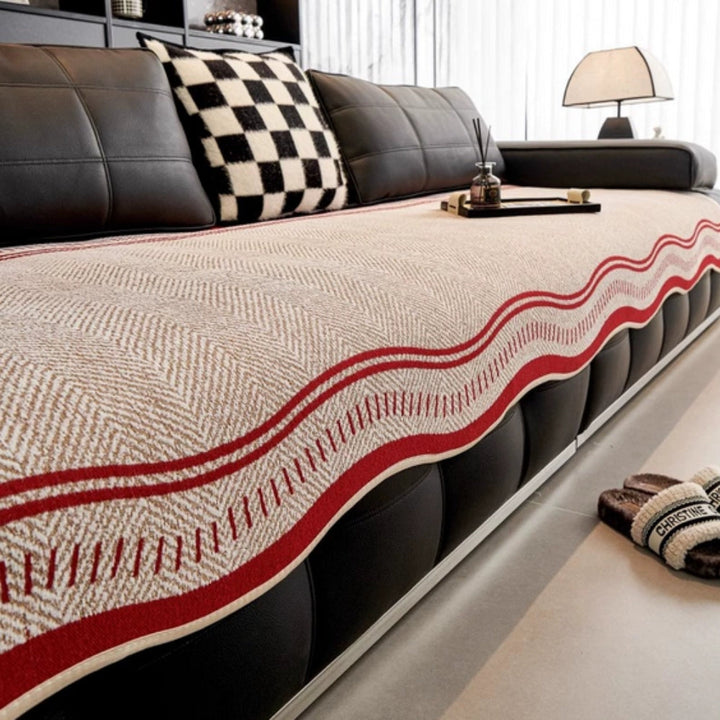 Modern Wave Edge Anti Slip Sofa Cover in Twelve Sizes | Wave Edge Cover with Anti Slip Back | Sofa Covers