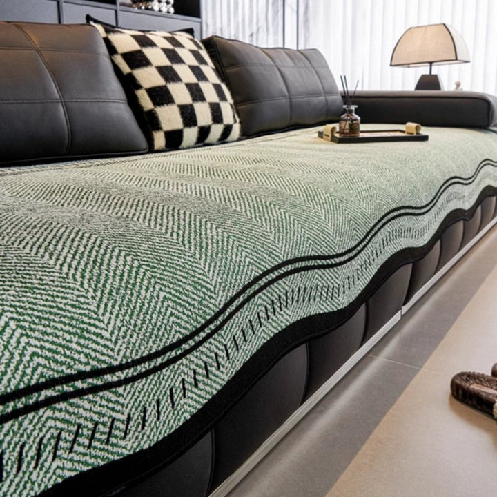 Modern Wave Edge Anti Slip Sofa Cover in Twelve Sizes | Wave Edge Cover with Anti Slip Back | Sofa Covers