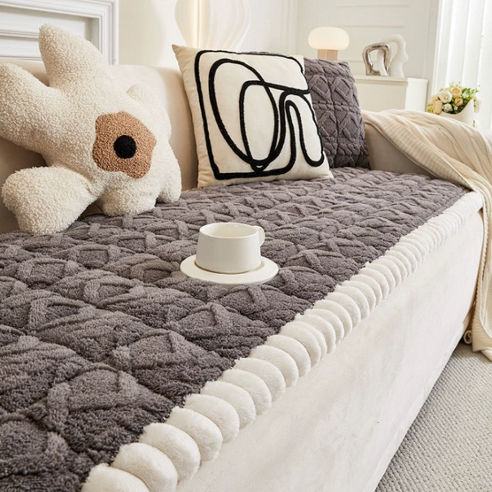 Plush Diamond Quilted Sofa Protector Cover with Anti Slip Backing | Plush Diamond Quilted Seat Cover | Sofa Covers