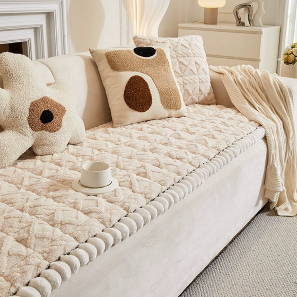 Plush Diamond Quilted Sofa Protector Cover with Anti Slip Backing | Plush Diamond Quilted Seat Cover | Sofa Covers