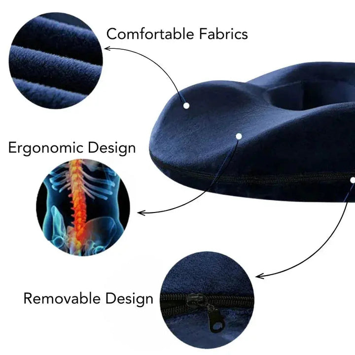 Donut-Shaped Memory Foam Chair Cushion with Washable Cover | Pressure Relief for Long Sitting | Seat Cushions