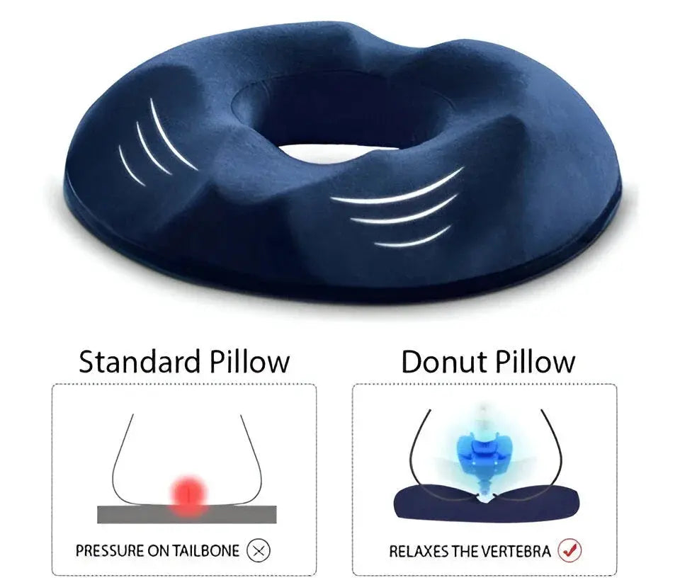 Donut-Shaped Memory Foam Chair Cushion with Washable Cover | Pressure Relief for Long Sitting | Seat Cushions