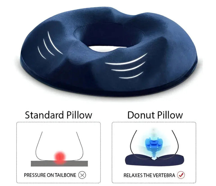 Donut-Shaped Memory Foam Chair Cushion with Washable Cover | Pressure Relief for Long Sitting | Seat Cushions