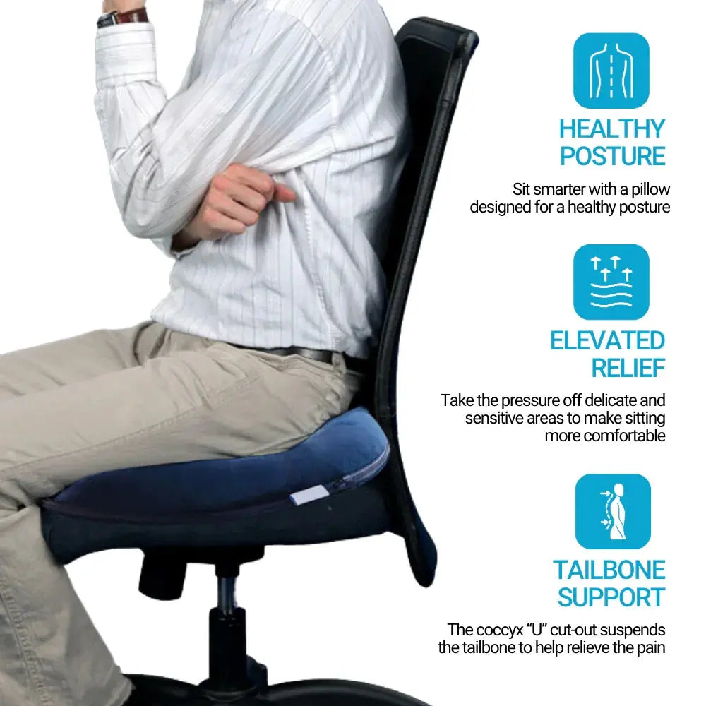 Donut-Shaped Memory Foam Chair Cushion with Washable Cover | Pressure Relief for Long Sitting | Seat Cushions