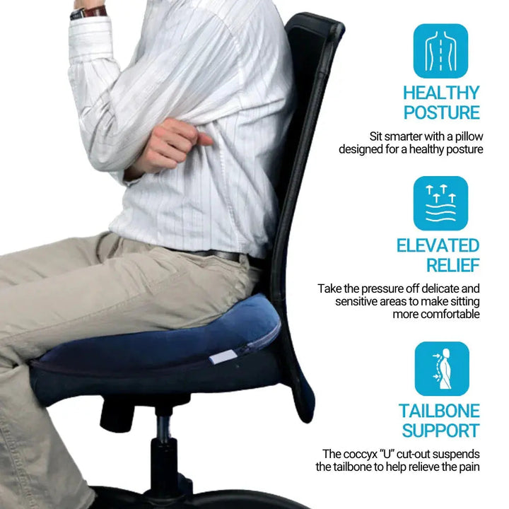 Donut-Shaped Memory Foam Chair Cushion with Washable Cover | Pressure Relief for Long Sitting | Seat Cushions
