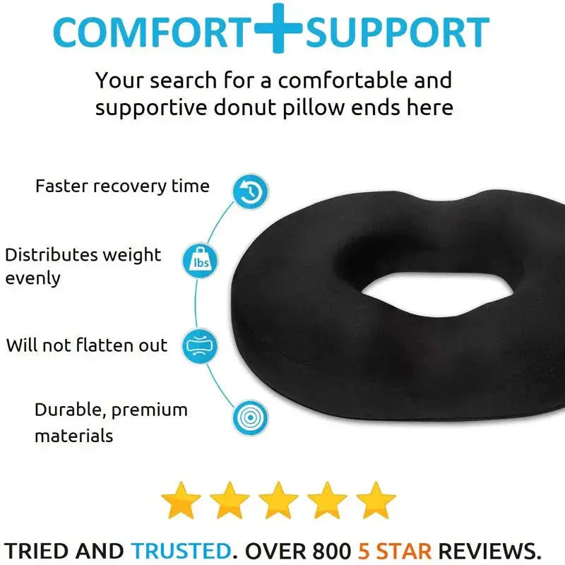 Donut-Shaped Memory Foam Chair Cushion with Washable Cover | Pressure Relief for Long Sitting | Seat Cushions