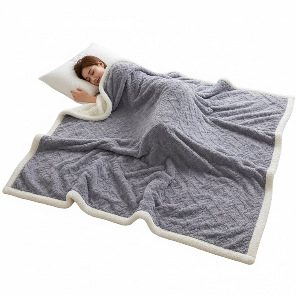 Lambswool Style Microfiber Fleece Winter Blanket Double-Sided | Double-Sided Lambswool-Style Warmth | Fleece Blankets