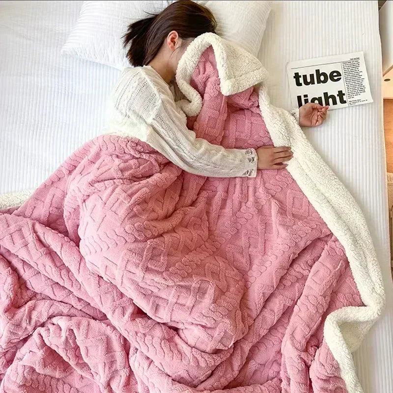 Lambswool Style Microfiber Fleece Winter Blanket Double-Sided | Double-Sided Lambswool-Style Warmth | Fleece Blankets